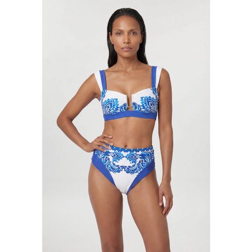 Karen Millen Womens Paisley Print Bikini Bottom - Blue Nylon - X-Sma