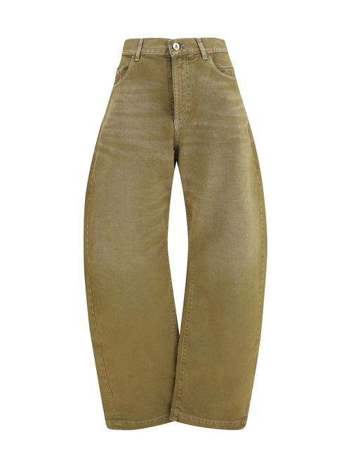 Wide-Leg Cotton Jeans — Beige