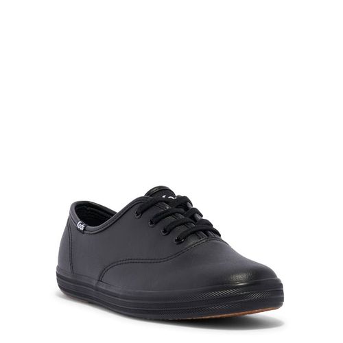 Women's Champion Leather Medium/Wide Sneakers (Black)