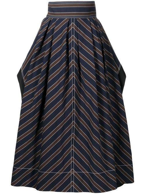 Striped flared skirt - Black