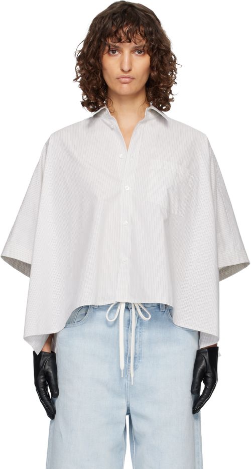 White & Gray Cotton Poplin Shirt