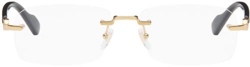 Gucci Gold & Black Rimless Glasses