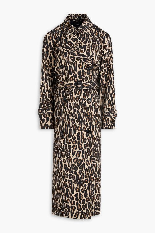 Leopard-print wool-blend twill trench coat - Animal print - M
