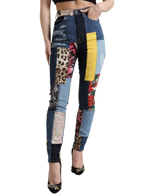 Patchwork Skinny Jeans — Multicolor