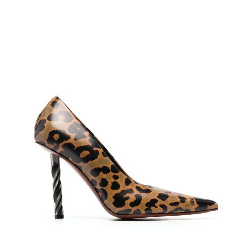 Drill-heel leopard-print pumps - Brown