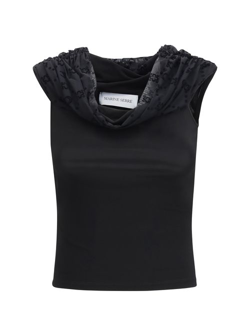Off-Shoulder Draped Blouse — Black
