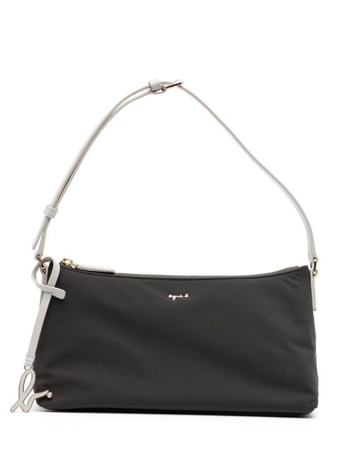 Logo plaque zip-fastening cross body bag - Grey