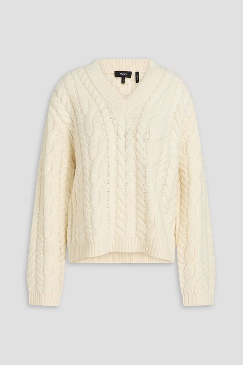 Cable-knit wool and cashmere-blend sweater - White - L