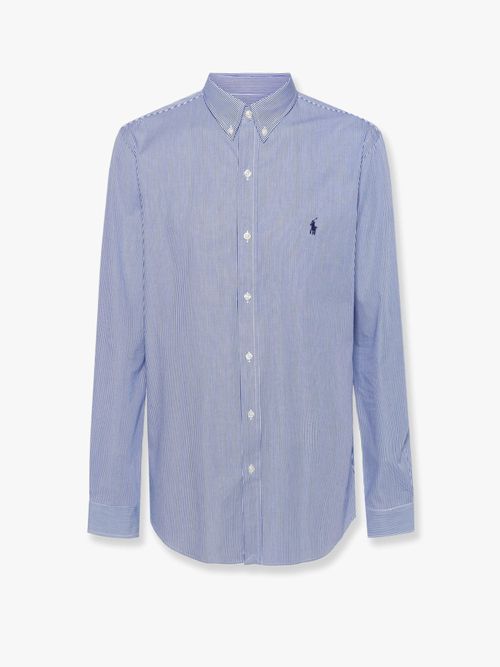 Stretch Cotton Striped Shirt — Blue