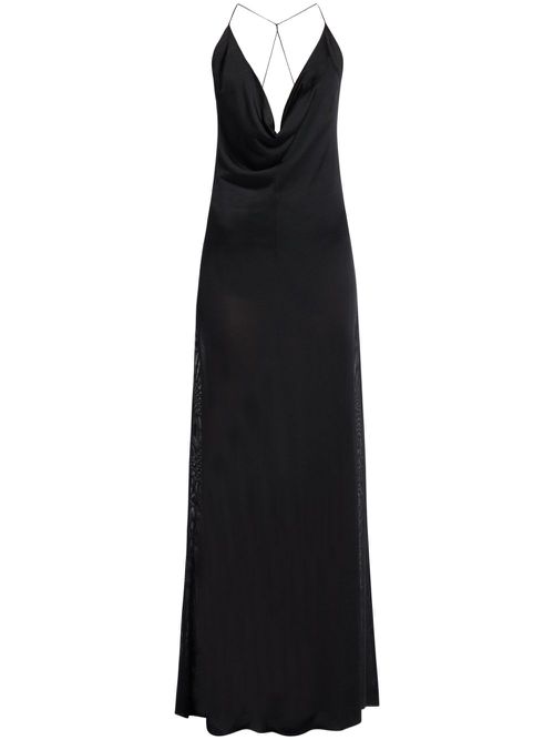Semi-sheer long dress - Black