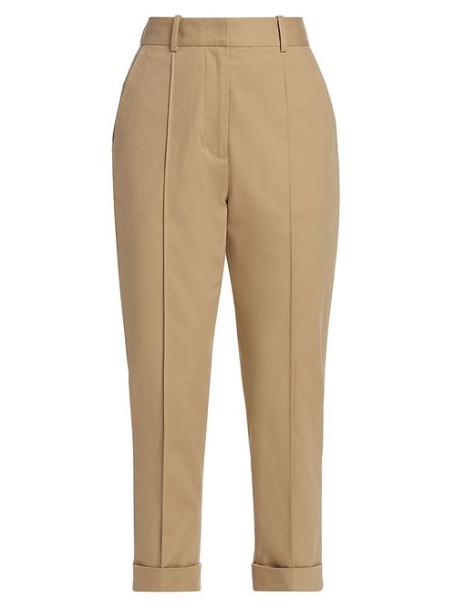 Women's Cropped Carrot Trousers - Khaki