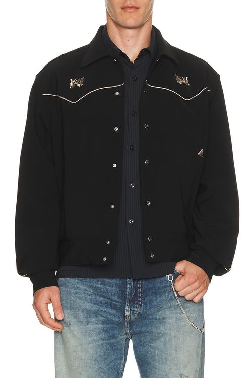 Needles Piping Cowboy Jacket Poly Double Cloth in Black - Black. L also in