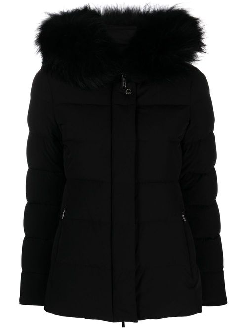 Kilie-Fur-Kn hooded puffer jacket - Black