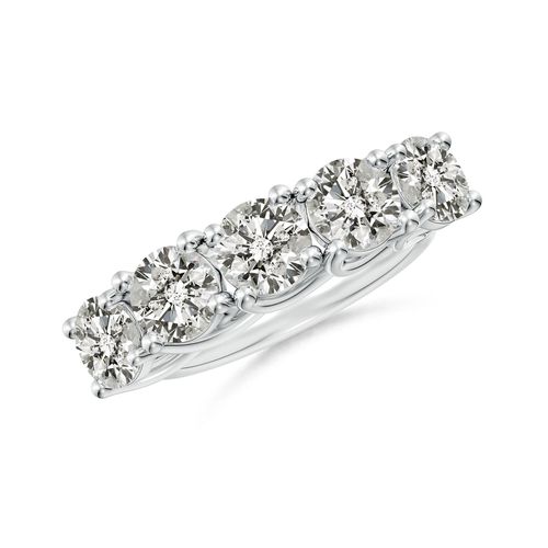 Angara 3.75 Carats Half Eternity Five Stone Diamond Wedding Band in Platinum