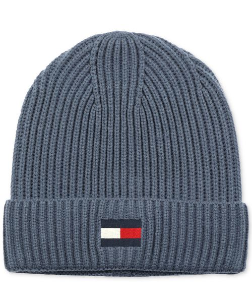 Men's Fisherman Ribbed-Knit Logo Beanie - Faded Indigo