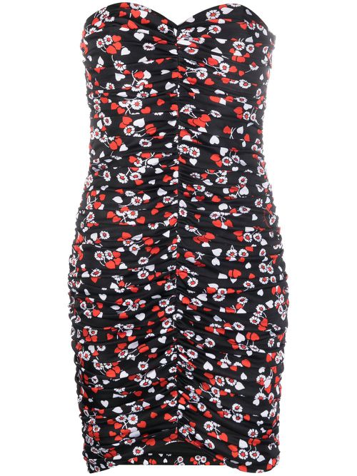 Floral-print strapless minidress - Black