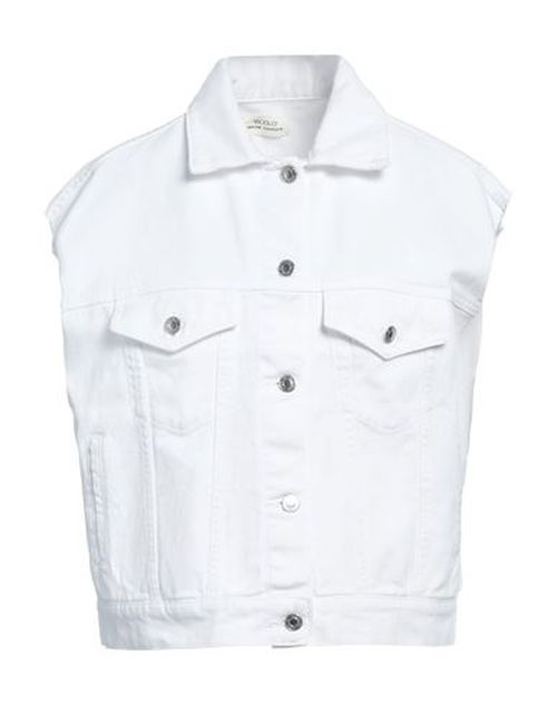 Denim Couture Woman Denim outerwear White Size L Cotton