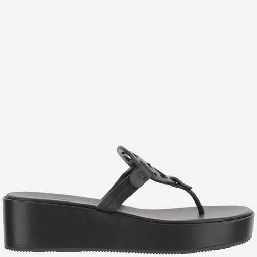 Black Logo Wedge Sandals