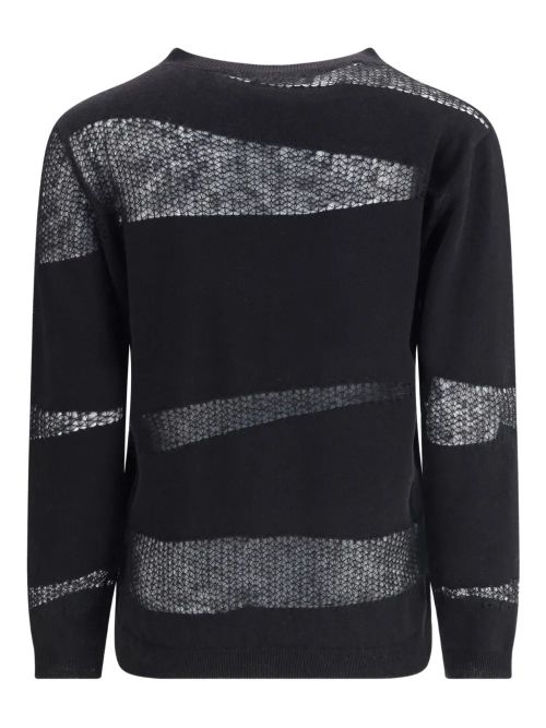 Mesh-Insert Sweater — Black