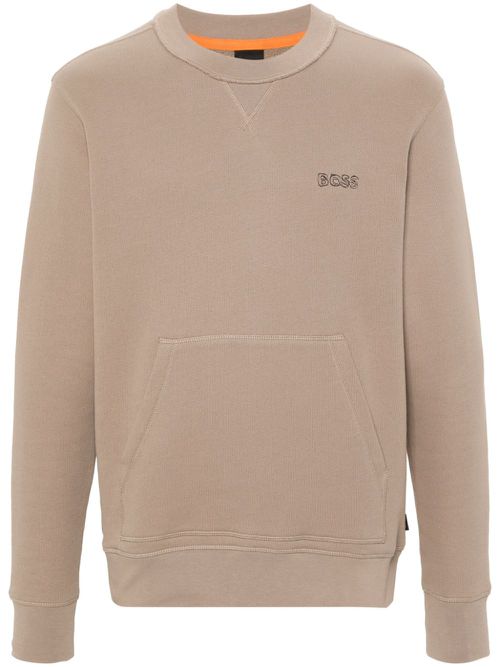 Logo-embroidered cotton sweatshirt - Brown