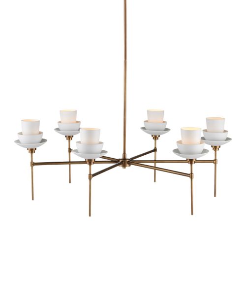 Antique Brass White Chandelier from the Etiquette Collection