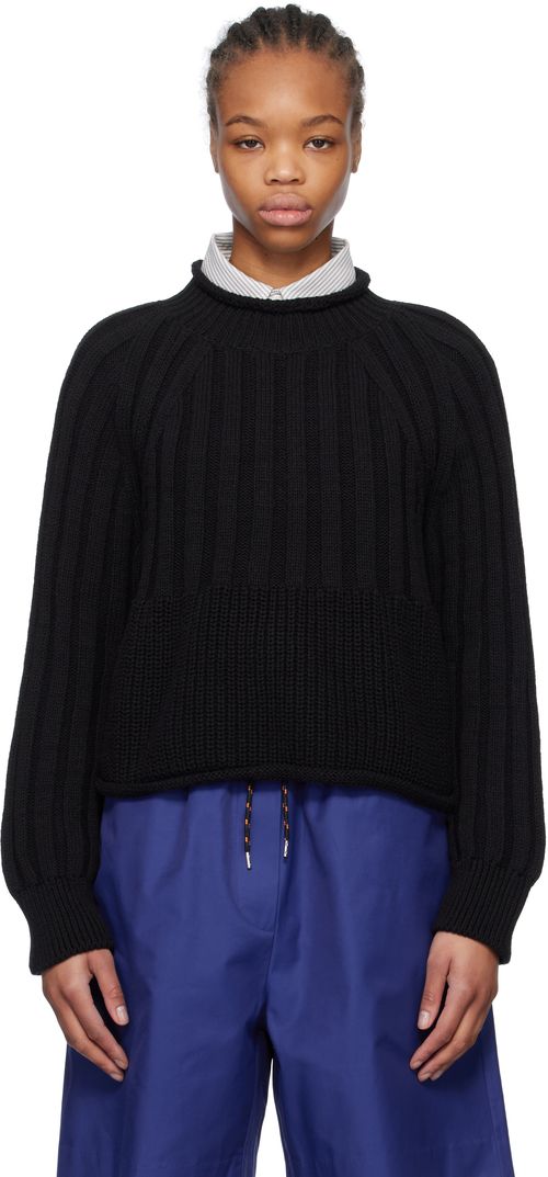 Cordera Black Ribbed Cotton Sweater