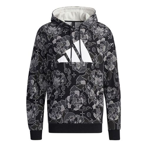 Aop Hoody Printing Casual Sports Pullover Black