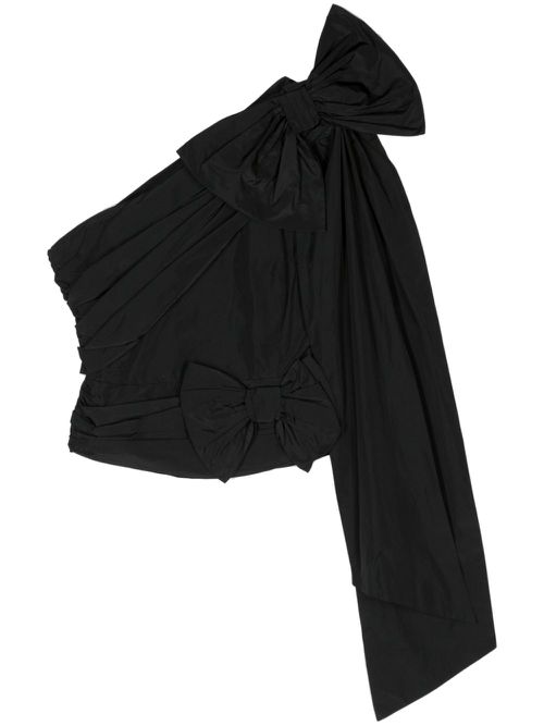 Bow-detail one-shoulder blouse - Black