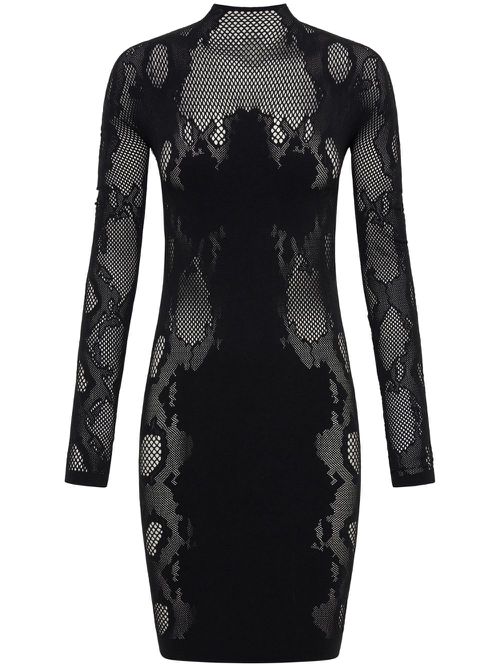 Cobra semi-sheer lace minidress - Black