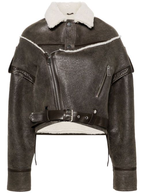 Leather biker jacket - Brown