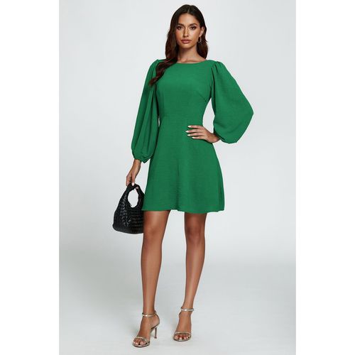 Back V Neck Mini Dress In Green