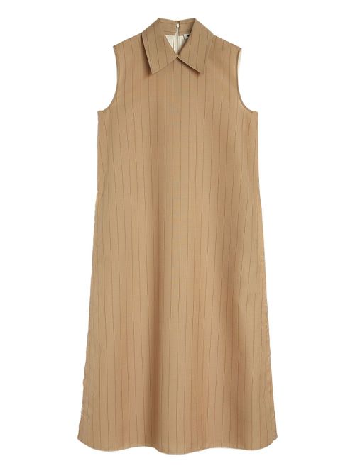Pinstriped midi dress - Neutrals