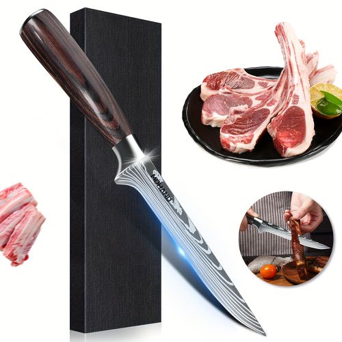 TEMU Professional Boning Knife 6 Inch Fillet Knife For Boning, Cutting, Chopping Meat And Poultry, Fish Filleting And Deboning Hand Butcher Knife