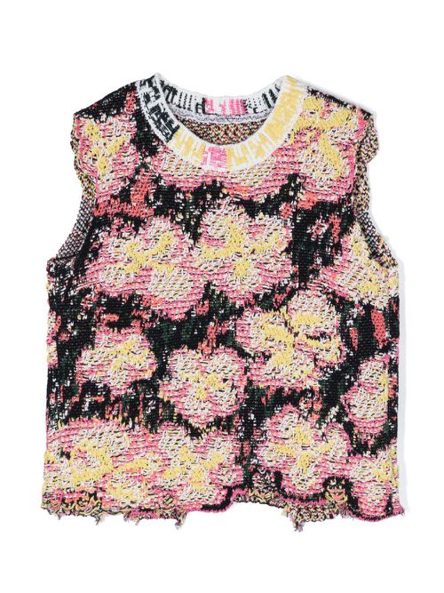 Floral-jacquard knitted vest - Multicolour