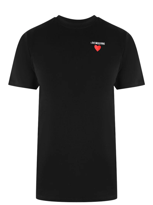 Love Moschino Small Heart Logo T-Shirt in Black - Black