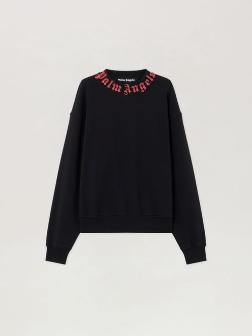 Neck Logo Sweatshirt Man  Black Red