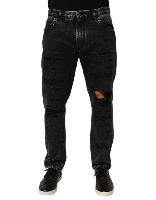 Distressed Denim Jeans — Black
