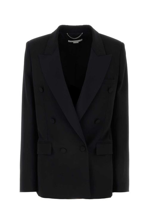 Double-Breasted Wool Blazer — Black