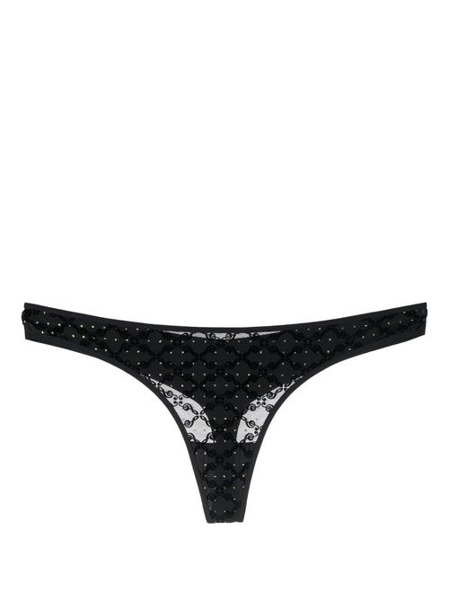Calliope devoré-effect thong - Black