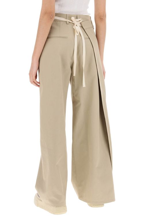 -Pantaloni Gabardina Di Cotone-Donna