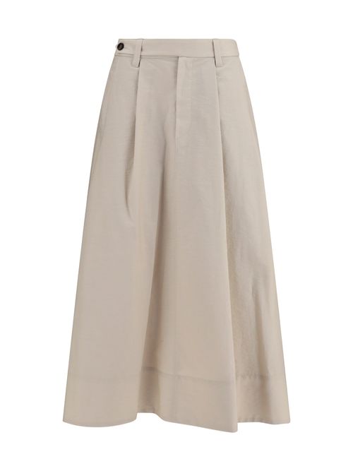 Cotton Poplin with Monili Detail Skirt — Beige