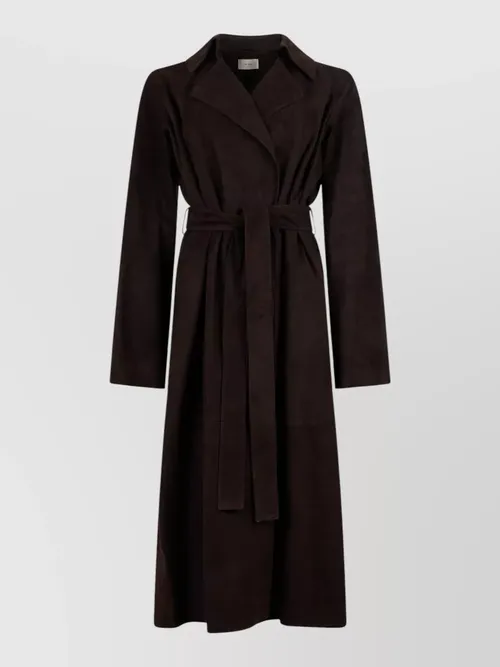 The Row - solana suede coat single button belt