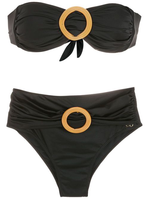 Ring-detail bandeau bikini set - Black