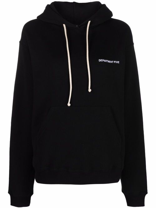 Logo-print cotton hoodie - Black
