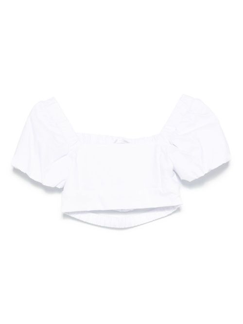 Puff-sleeve cropped T-shirt - White
