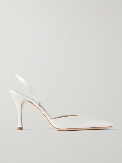 Hannah Satin Slingback Pumps - Ivory