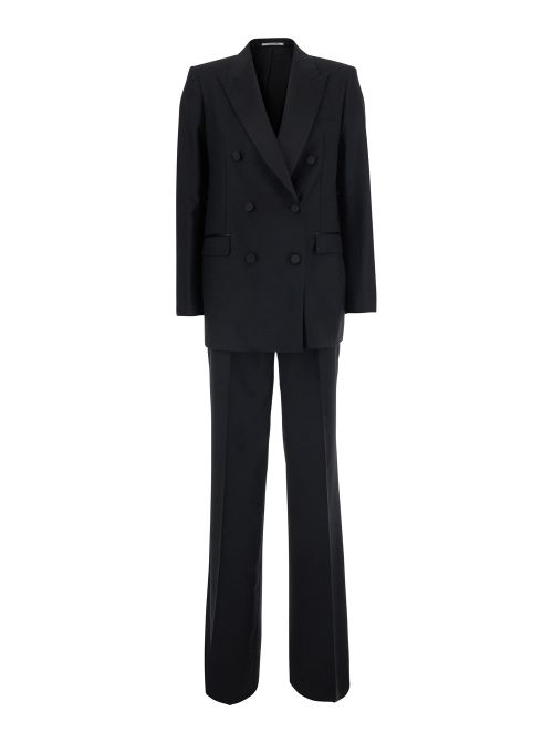 Double-Breasted Pant Suit — Black