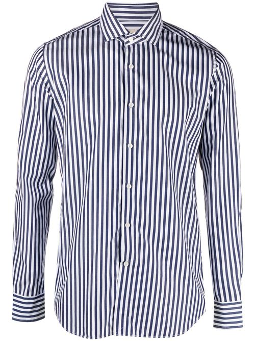 Striped long-sleeve cotton shirt - Blue