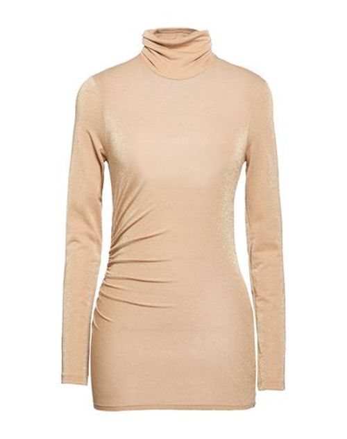 Woman Turtleneck Sand Size L Polyester, Viscose, Polyamide, Metal fiber, Elastane