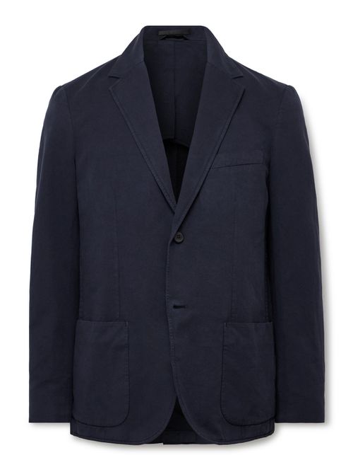 Unstructured Garment-Dyed Cotton and Linen-Blend Twill Blazer